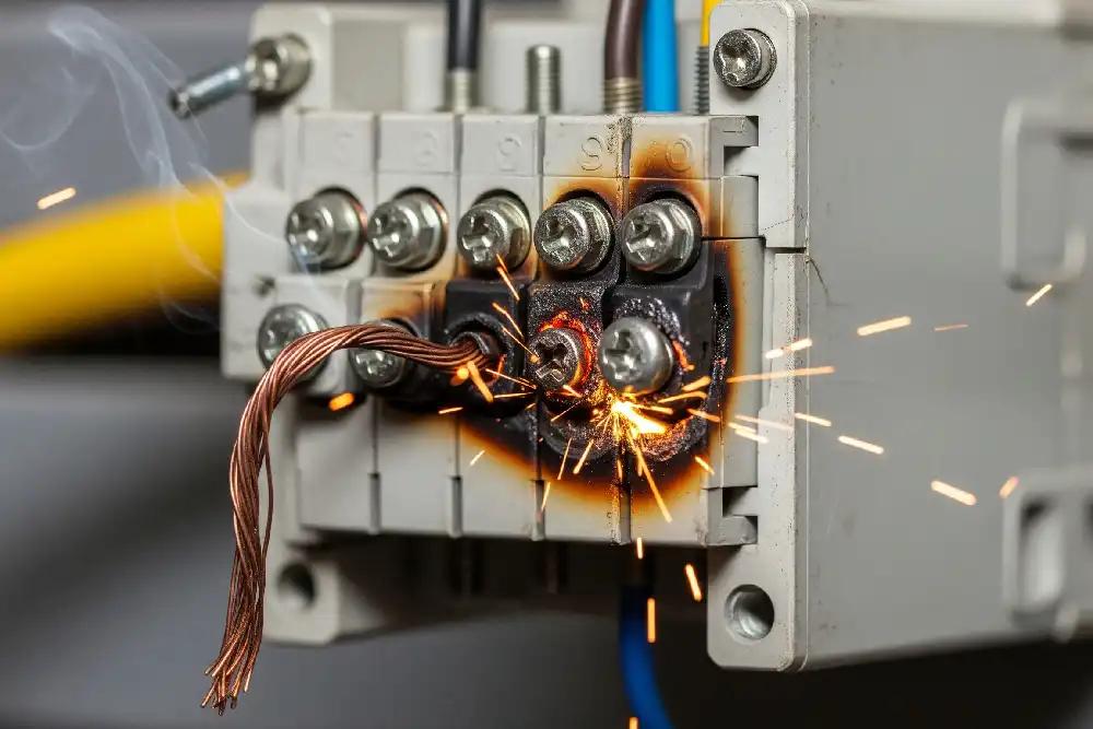 Real-life photograph of a loose electrical connection