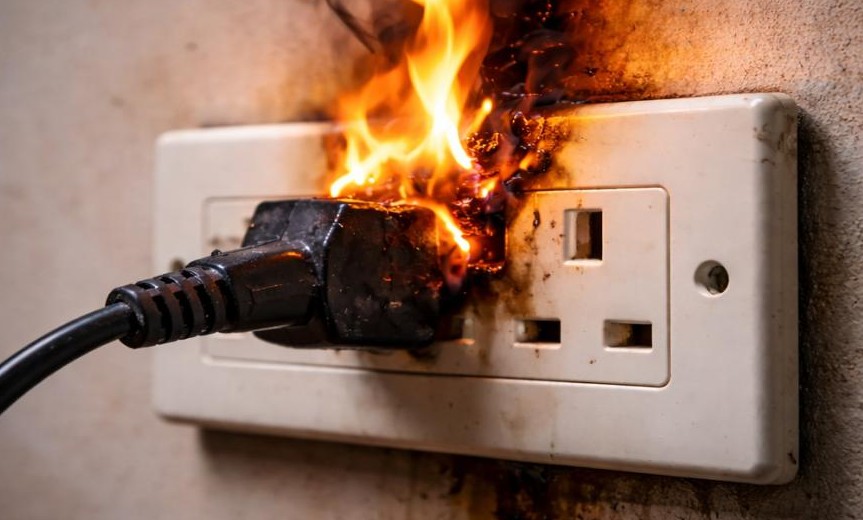 Real-life photograph of a short circuit